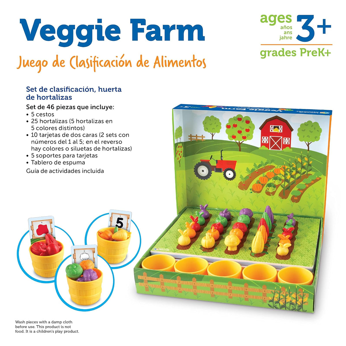 Learning Resources Veggie Farm Sorting Set, Hortaliza para Niños, Juguetes de Vegetales, 41 Piezas, Edades 3+