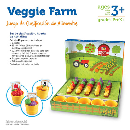 Learning Resources Veggie Farm Sorting Set, Hortaliza para Niños, Juguetes de Vegetales, 41 Piezas, Edades 3+