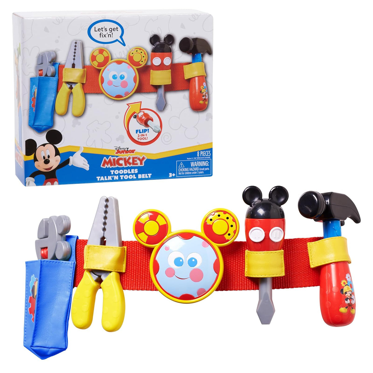 Just Play Disney Mickey – Cinturón de Herramientas Parlante “Toodles” y Accesorios de Juego para Disfrazarse y Juego de Imitación, Juguetes para Niños de 3 Años en Adelante