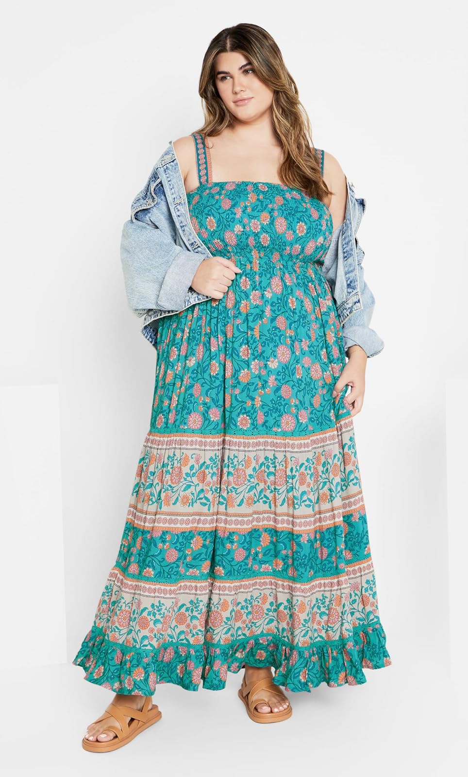 CITY CHIC - Vestido Largo de Talla Grande, Color Turquesa