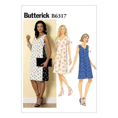 BUTTERICK PATTERNS B6317 - Vestidos de Mujer con Cuello en V, Talla E5 (14-16-18-20-22)
