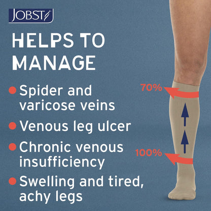 JOBST Formen Calcetines de compresión, Baja 15-20mmHg, Rodilla, Talla L | Punta cerrada, Color Negro, Compresión de Grado Médico