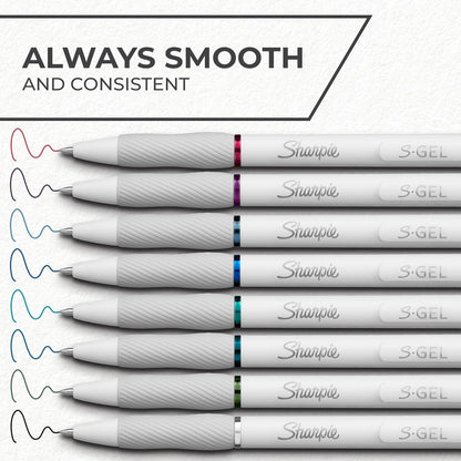 Sharpie - Bolígrafos de gel en forma de barril, cuerpo blanco perlado, punta media (0.7 mm), colores de tinta atrevidos, 12 unidades