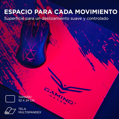 KIT GAMER 4 EN 1 NACEB NA-0925 / Kit teclado y Mouse Led RGB / Diadema LED Doble 3.5 mm + USB / Mousepad de alta precisión