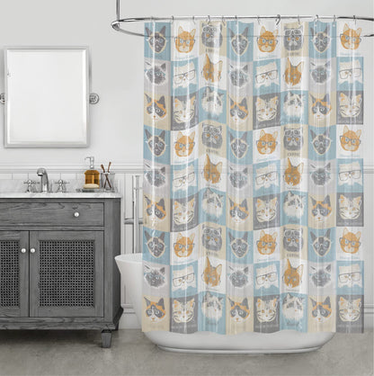 Splash Home High Quality Peva 5G Cats & Glasses Curtain Liner Design for Bathroom Showers and Bathtubs Free of Pvc Chlorine and Chemical Smell-Eco-Friendly-100% Waterproof, 70 x 72 Inch, Grey