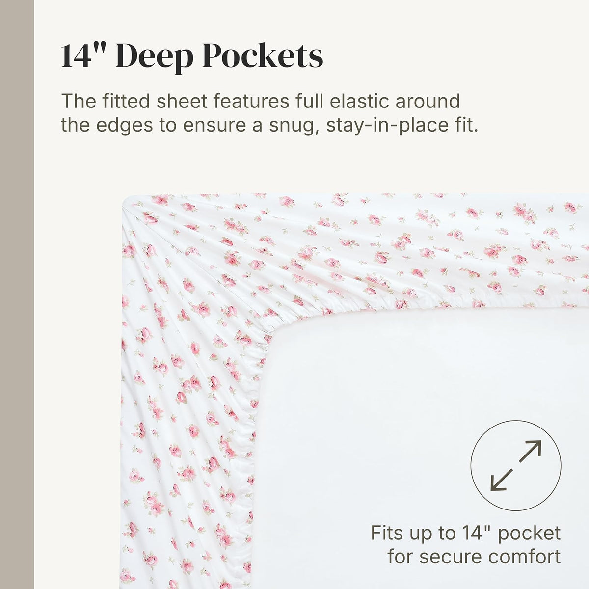 Modern Threads Estampadas Suave-Sábanas de Microfibra lujosas Juego Rosas, Algodón, Marfil, Completo