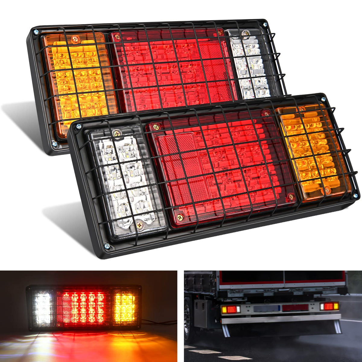 Nilight TR-126 Paquete de 2 Luces Traseras Ovaladas de 6 Pulgadas para Remolque con Ojales, Rojas, IP67 - 2 luces traseras de remolque de 40 LED - Luces de remolque
