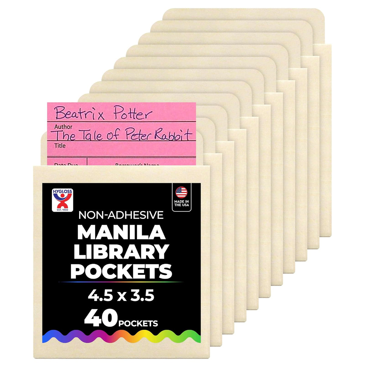 Hygloss Products Manila - Bolsillos para , sobres de bolsillo no adhesivos, fabricados en los Estados Unidos, 4.5 x 3.5 pulgadas, paquete de 40