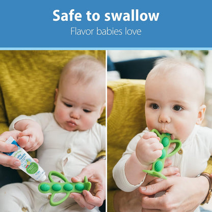 Dr. Brown's - Juego de cepillos de dientes de entrenamiento para bebés con pasta dental para bebés sin flúor, fresa, jirafa, 1.4 onzas, 0-3 años