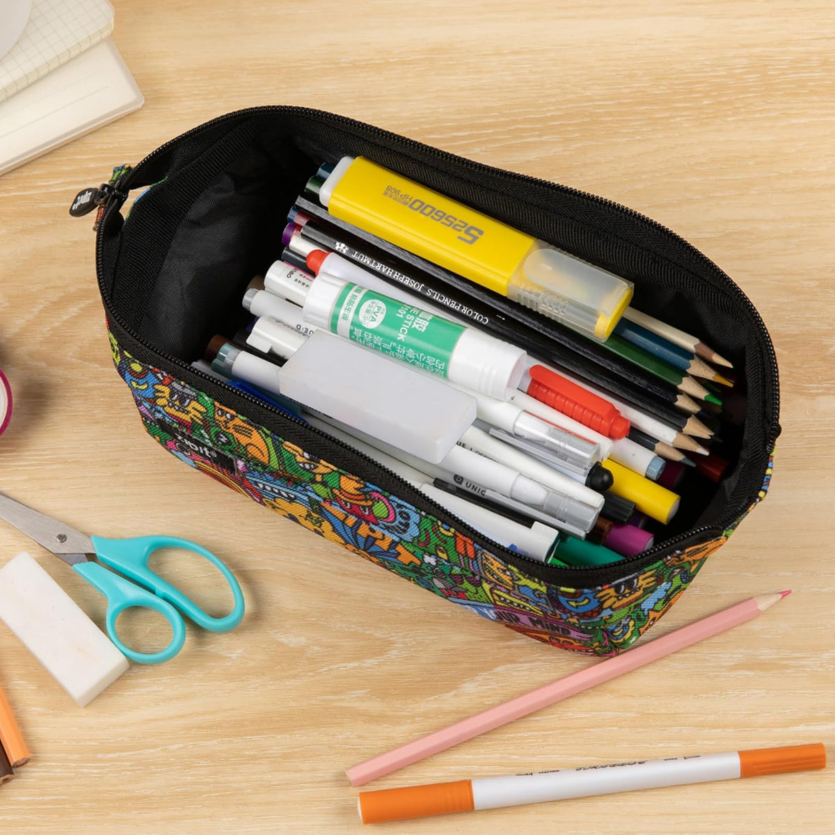 ZIPIT Lenny - Estuche para lápices de gran capacidad, bolsa para lápices, para escuela, universidad y oficina