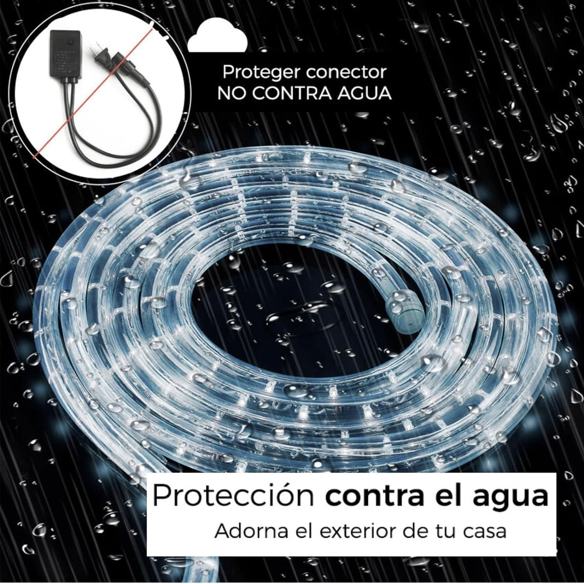Luces Navideñas Manguera de luz led- Luces de Navidad con 8 modos Manguera Transparente IP67 Impermeable Luz de Cadena para exterior (20M 400LED, Blanco frío)