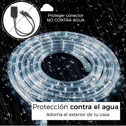 Luces Navideñas Manguera de luz led- Luces de Navidad con 8 modos Manguera Transparente IP67 Impermeable Luz de Cadena para exterior (20M 400LED, Blanco frío)