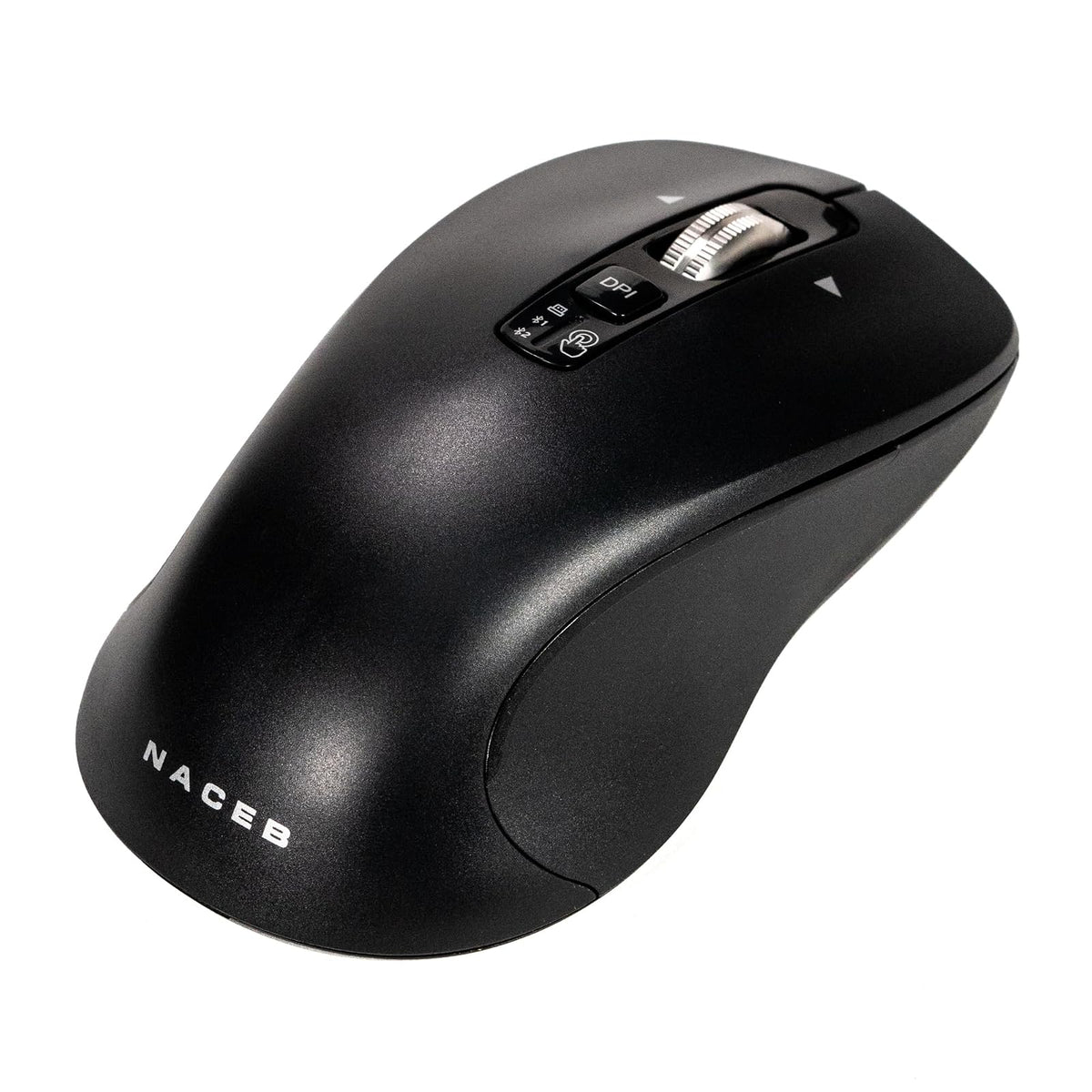 Naceb Technology - Mouse Inalámbrico Ambidiestro con Diseño Ergonómico y Precisión Óptica - Ideal para Oficina, Estudio y Entretenimiento en Color Negro
