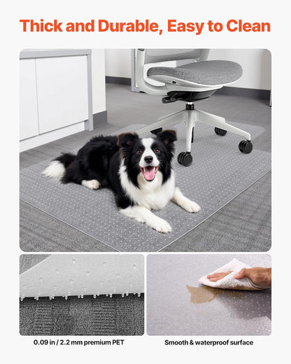VEVOR Alfombra Protectora para Suelos Alfombrados 1219,2 x 914,4 mm Alfombrillas de Pet para Silla de Oficina Antideslizante Fácil de Limpiar Deslizamiento Suave para Hogar, Oficina, Transparente