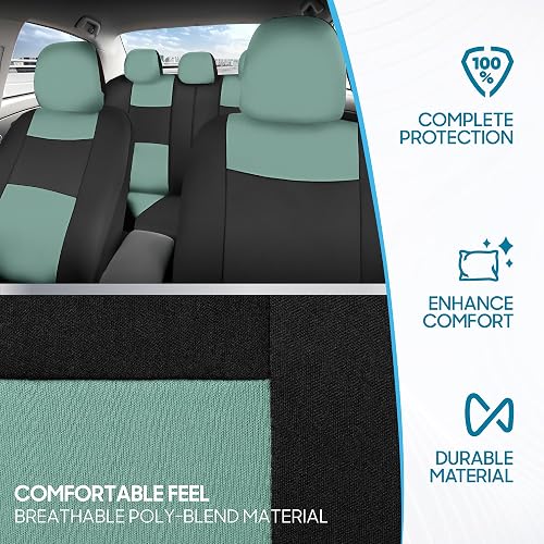 BDK PolyPro Juego Completo de Fundas para Asiento, Banco Dividido Delantero y Trasero, Menta/Negro