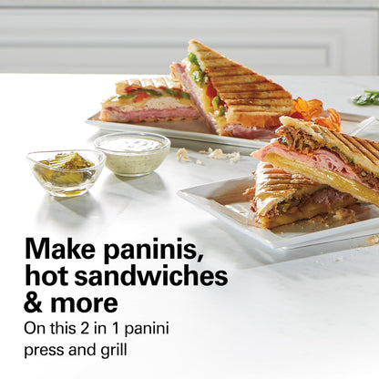 Hamilton Beach (25410) Panini Press, Sandwich Maker & Grill, Electric, 95Cooking Surface, Stainless Steel