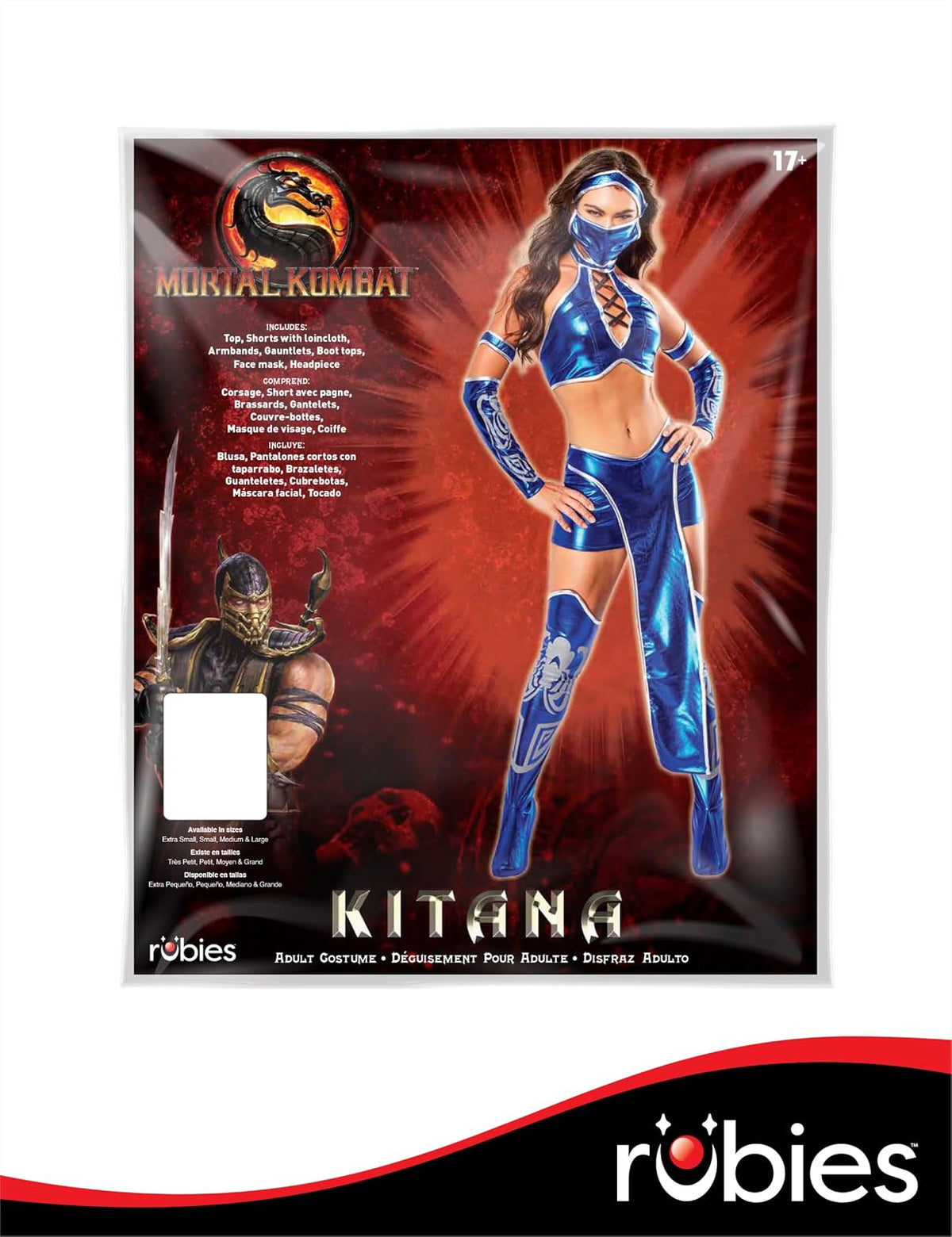 Secret Wishes Disfraz Kitana Mortal Kombat para mujer, Azul/Patchwork, S
