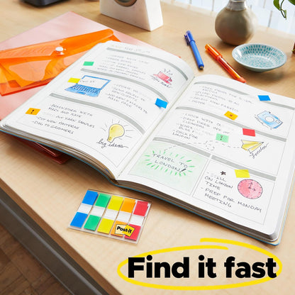 Post-it Flags Combo Pack, 4 On-The-Go Dispensers/Pack, 120 .94 in Wide and 200 .47 in Wide Flags, Assorted Colors