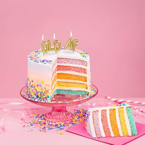 Fred Lighten UP - Velas de fiesta auténticas, AF antiguo, estilo globo dorado metálico, velas divertidas para celebraciones de jubilación y cumpleaños de hitos