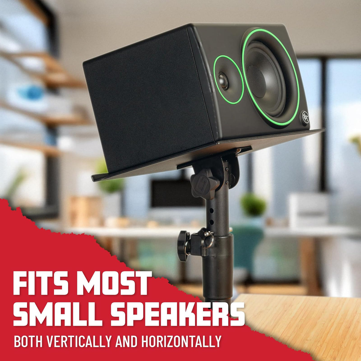 Gator Frameworks - Soporte de computadora para monitor y altavoz con superficie acolchada de espuma EVA, ángulo ajustable de 0° a 15° - Juego de 2 (GFWSPKSTMNDSKCMP)