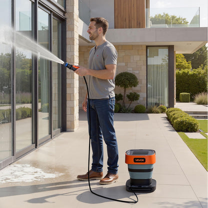 VEVOR Hidrolavadora portátil inalámbrica con Tanque de 2.64 galones, Plegable, 109 PSI máx., 0.79 GPM máx., 3 boquillas, Manguera Flexible de 78.7 Pulgadas, Carga Tipo C, para Limpieza de
