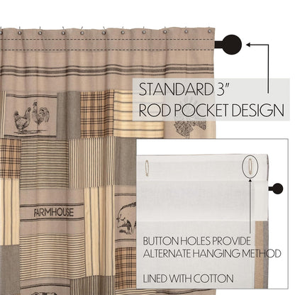 VHC Brands Sawyer Mill - Cortina de Ducha con Estampado de carbón, 72 x 72 Pulgadas