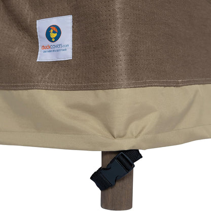 Duck Covers - Mesa de Patio Redonda Elegante con Funda para sillas, Marrón, 76Dia x 29H