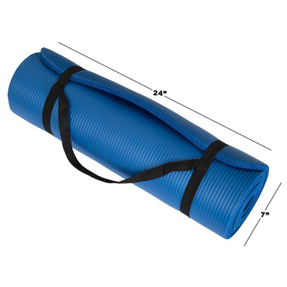 Colección de esterillas de yoga extra gruesas, espuma antideslizante y cómoda, alfombrilla de ejercicio duradera para fitness, pilates y entrenamiento con correa de transporte de Wakeman Fitness