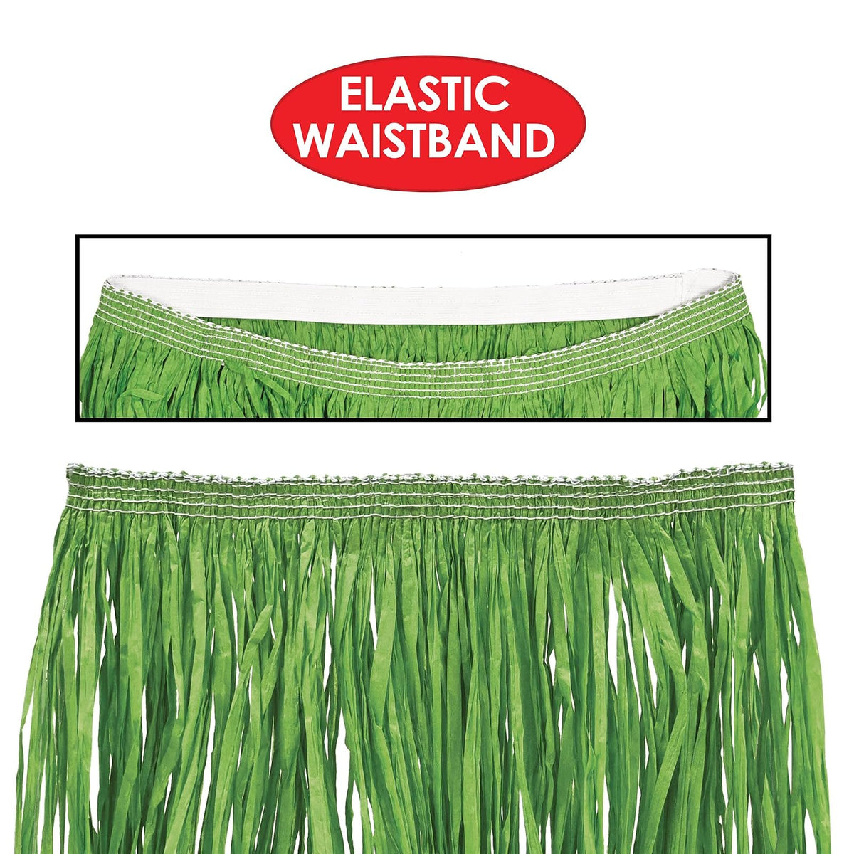 Beistle 54581-G Adult Mini Hula Skirt for Halloween Party, 36-Inch Width by 16-Inch Length, Green