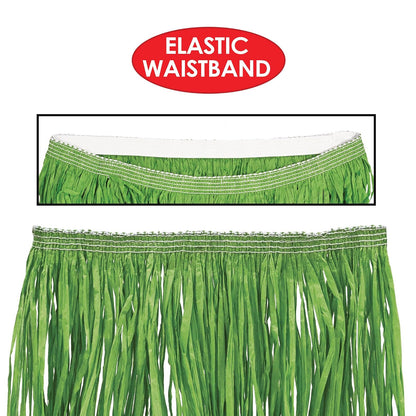 Beistle 54581-G Adult Mini Hula Skirt for Halloween Party, 36-Inch Width by 16-Inch Length, Green