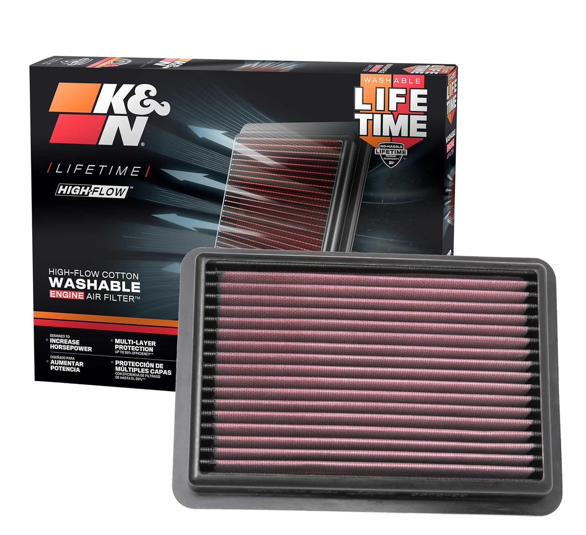 K&N Filtro de Aire de Motor de Alto Flujo, Lavable, para Mazda 3/CX-30/CX-50 2019-2025, 33-5096