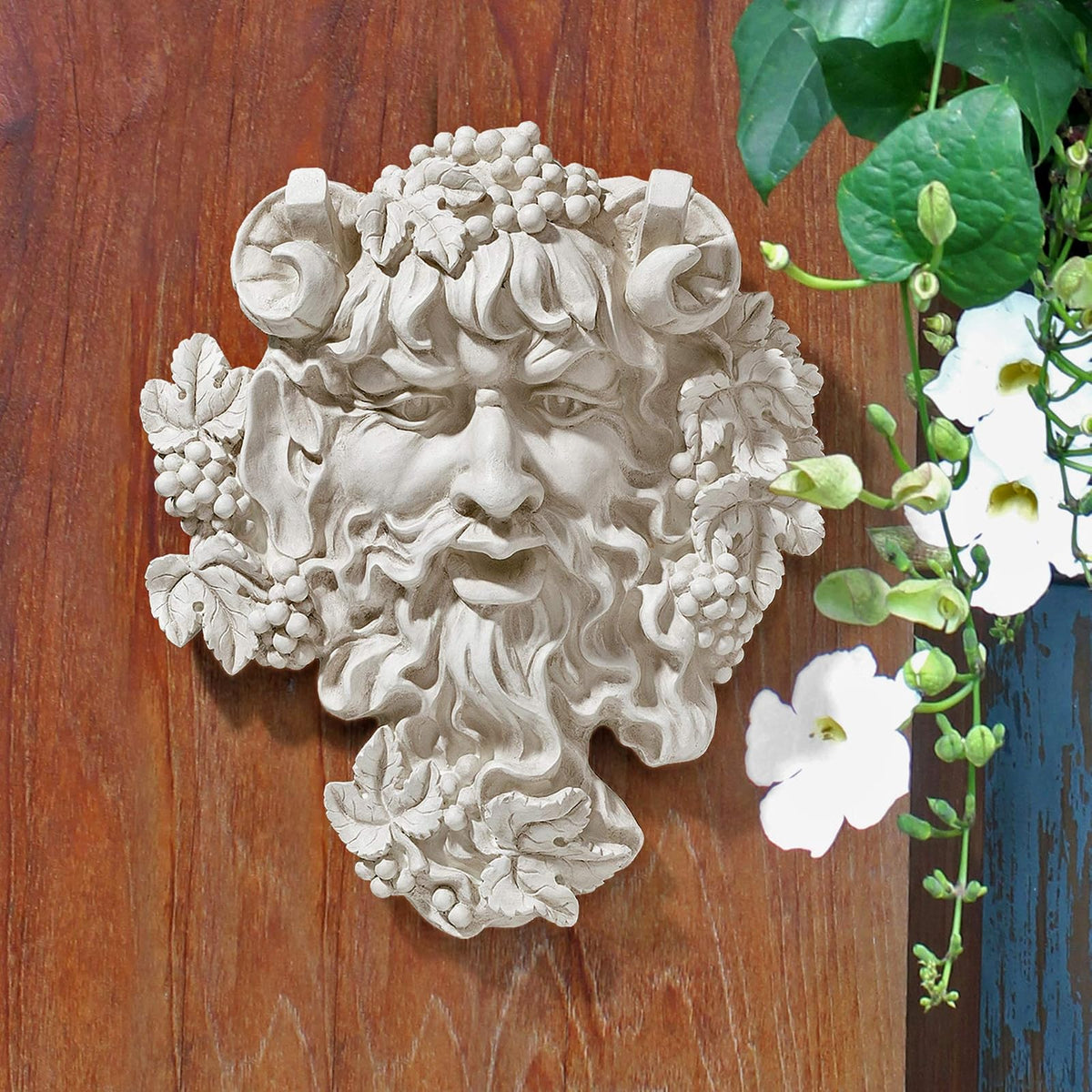 Design Toscano Bacchus, God of Wine Greenman Wall Sculpture, Medium, 12 Inch, Polyresin, Antique Stone