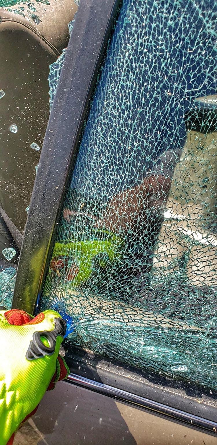 RESQME - Llavero de Emergencia Original para Escapar de Automóvil, Cortador de cinturón de Seguridad 2 en 1 y rompeventanas, Fabricado en Estados Unidos, Paquete de 2, Verde Militar, Martillo de