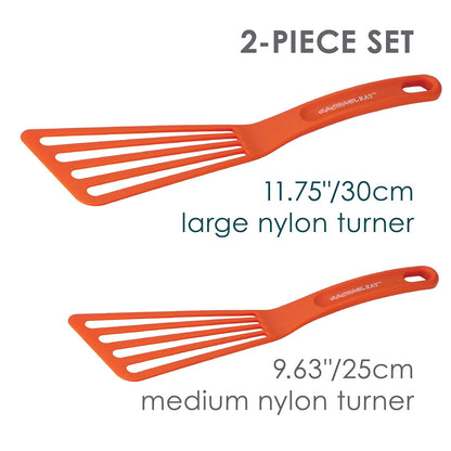 Rachael Ray 47206 - Juego de 2 espátulas de nailon con ranuras, color rojo