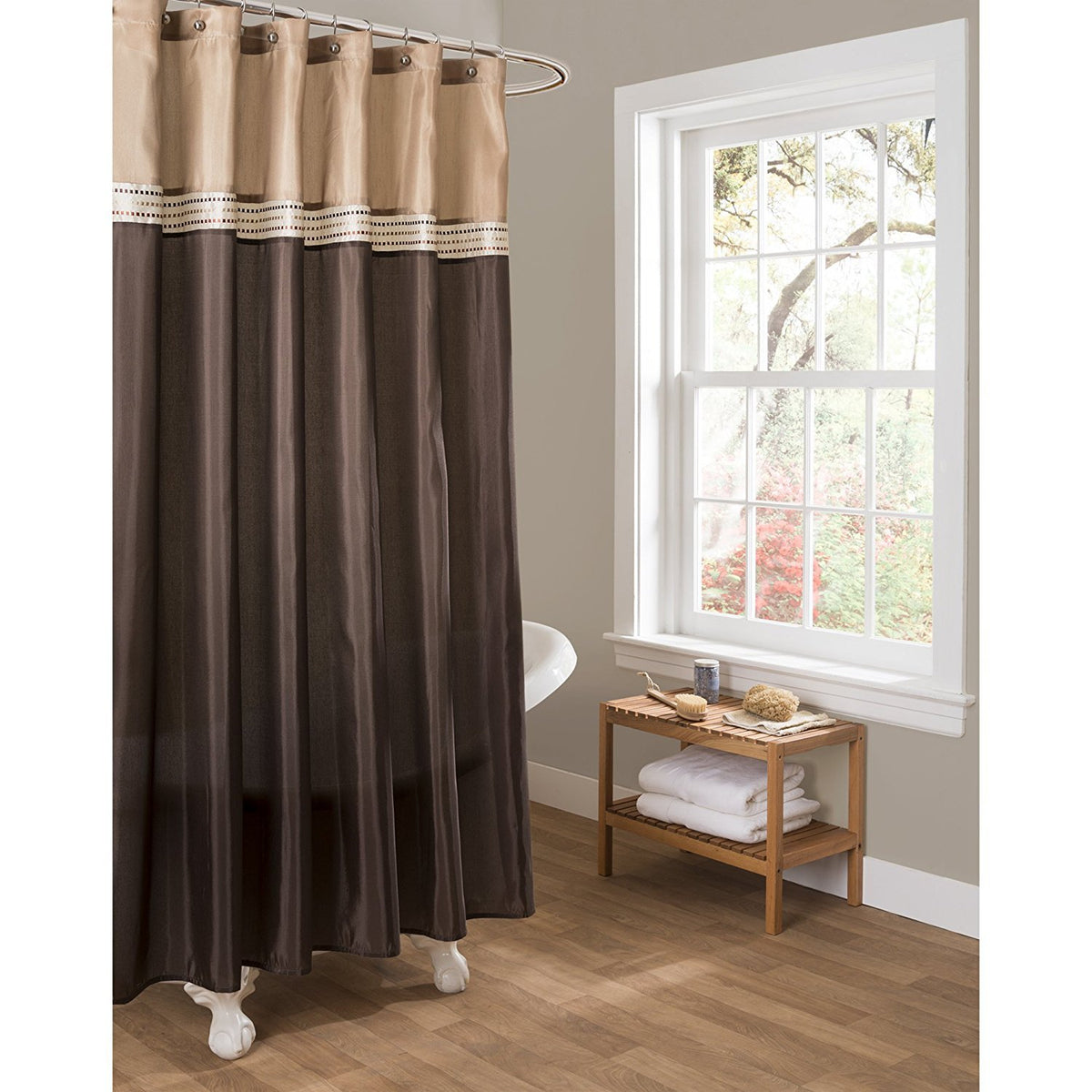 Lush Decor Terra Cortina de Ducha, 72 por 182.9 cm, Color café y Beige