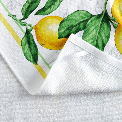 MARTHA STEWART Lots of Lemons - Juego de Toallas de Cocina, Guantes de Horno y agarraderas, Blanco/Amarillo
