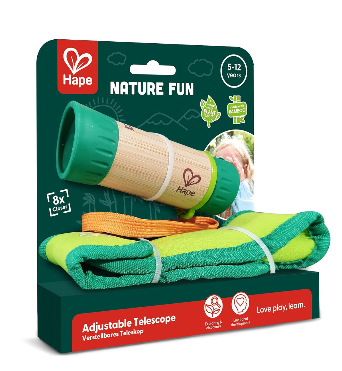Hape - Telescopio Ajustable | Equipo espía de bambú para niños con Aumento 8X
