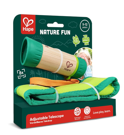 Hape - Telescopio Ajustable | Equipo espía de bambú para niños con Aumento 8X