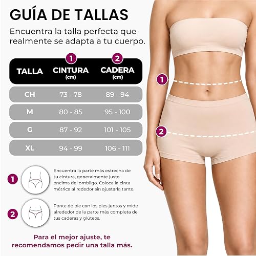 BODYcontrol Calzones de Mujer Algodón Corte Boxer Pack, Boxers Boyshorts Suaves, Ropa Interior Mujer Lencería Dama Bragas Pantaletas Panties Stretch Básicos Confort Set Diario 2911