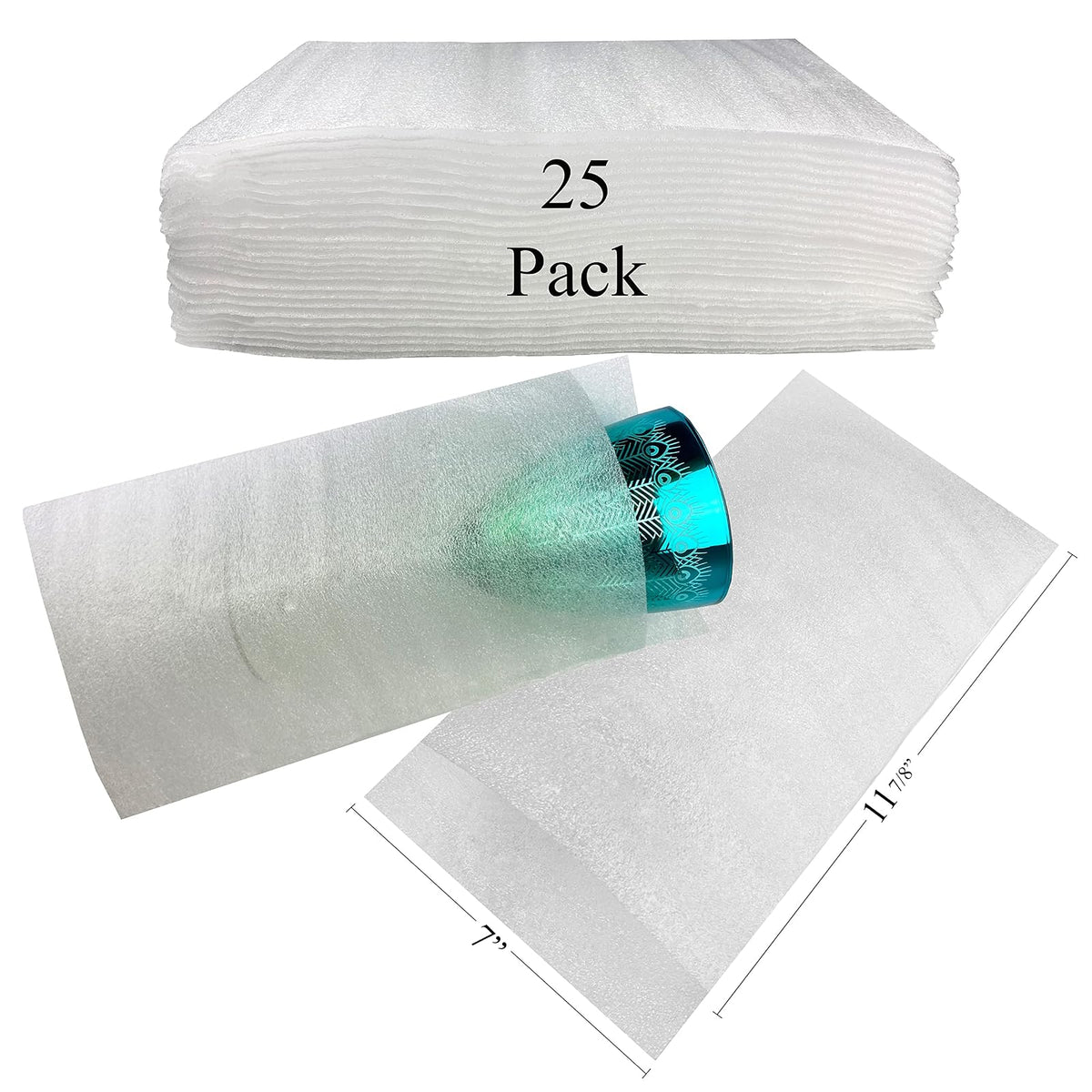 UBOXES Bolsas de espuma de 7 x 11-7/8 pulgadas para vasos (paquete de 25) protegen los platos