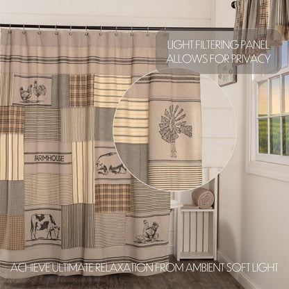 VHC Brands Sawyer Mill - Cortina de Ducha con Estampado de carbón, 72 x 72 Pulgadas