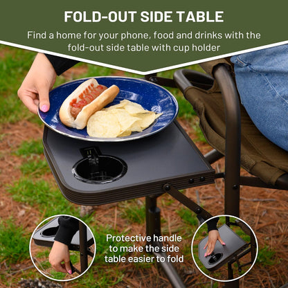 Timber Ridge - Silla Plegable de Camping con Bolsa refrigeradora, Silla de Director Plegable con Mesa Auxiliar para Adultos, sillas de Campamento para Exteriores, césped, Deportes, Pesca, soporta 300