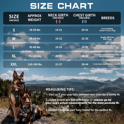 Auroth - Arnés táctico para perros grandes, sin tirones, arnés ajustable para mascotas, reflectante, K9, entrenamiento, trabajo, de fácil control, chaleco de servicio militar para perros (L, negro)