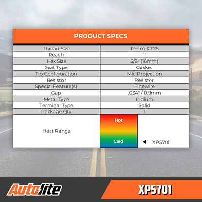 Autolite XP5701 Iridium XP Spark Plug | Sustituye a 3479 6711 445 1402. Centro de alambre fino de iridio de 0,6 mm para chispas enfocadas, respuesta más nítida y