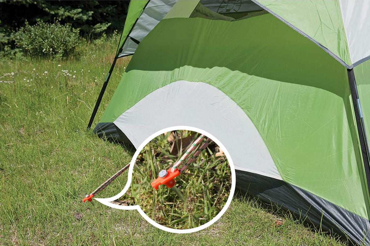 ABCCANOPY - Estacas para tienda de campaña de 11 pulgadas, 10 anclajes de metal no oxidado, puntas resistentes con 4 cuerdas para acampar al aire última intervensión, color naranja