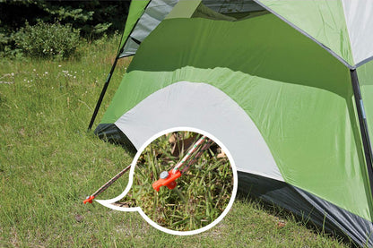 ABCCANOPY - Estacas para tienda de campaña de 11 pulgadas, 10 anclajes de metal no oxidado, puntas resistentes con 4 cuerdas para acampar al aire última intervensión, color naranja