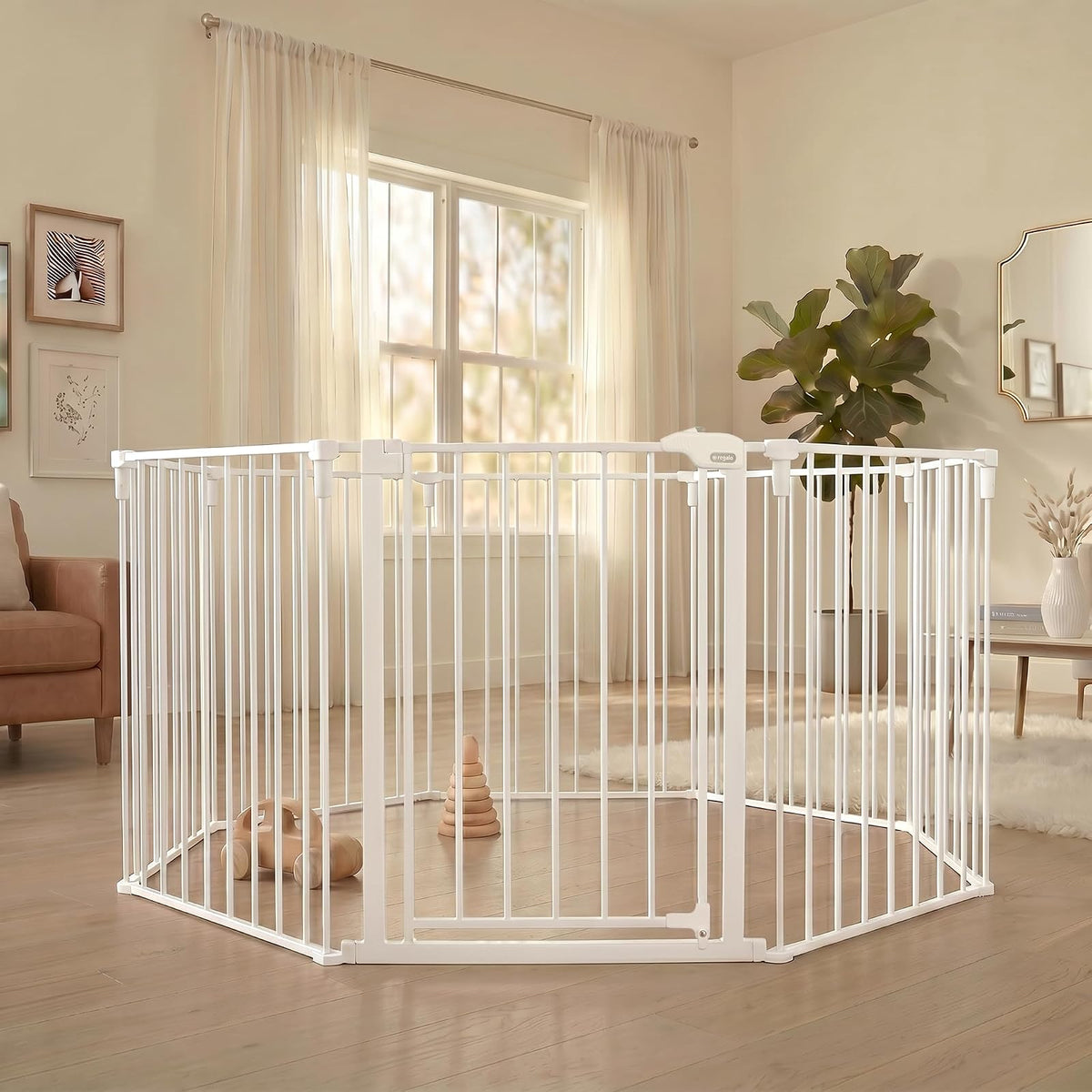 Regalo 192-Inch Super Wide ajustable Baby Gate and Play Yard, 4 en 1, kit de bonificación, incluye 4 paquetes de soportes de pared