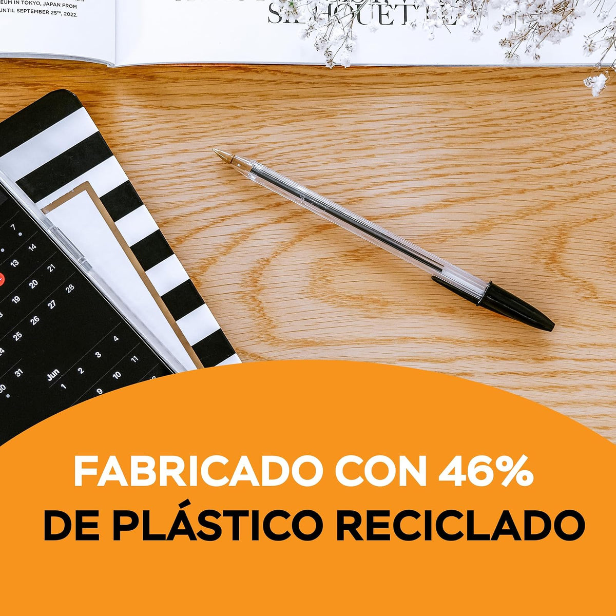 BIC Bolígrafo Cristal Dura + Punto Mediano 1.00 mm Cuerpo Hexagonal Tapa Ventilada para Evitar Asfixia Color Azul 50 Piezas