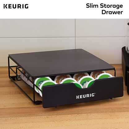 Keurig - Cajón de almacenamiento delgado no enrollable, almacenamiento en cápsulas de café, capacidad para hasta 24 cápsulas Keurig K-K-Cup, color negro, cajón de almacenamiento - 24 quilates, 9.25 x