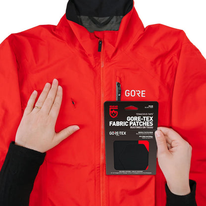 GEAR AID - Parches de tela Gore-TEX Tenacious Tape para fijar rápidamente agujeros y desgarros en chaquetas, guantes, pantalones de lluvia y esquí, negro, hexagonal de 2.5 x 2.8 pulgadas, rectangular